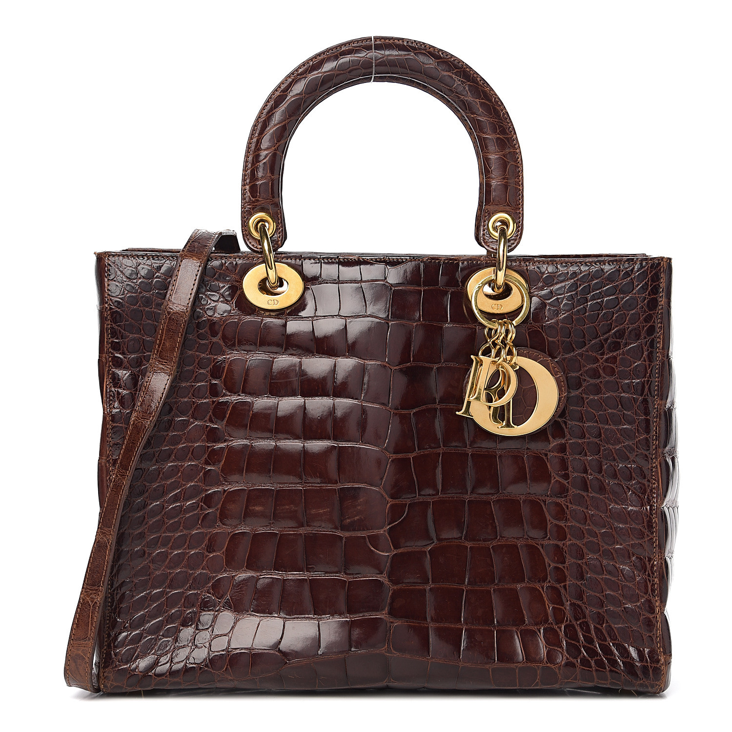 CHRISTIAN DIOR Crocodile Large Lady Dior Brown 549877