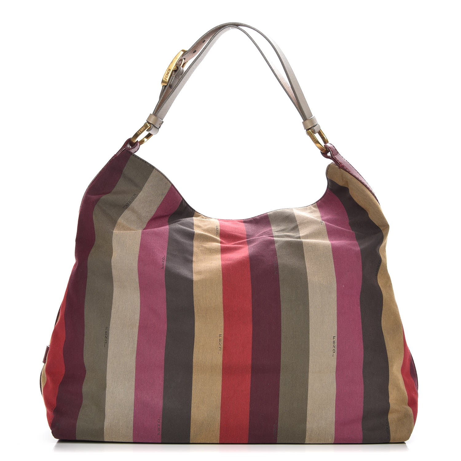 FENDI Canvas Striped Pequin Hobo Multicolor 218560