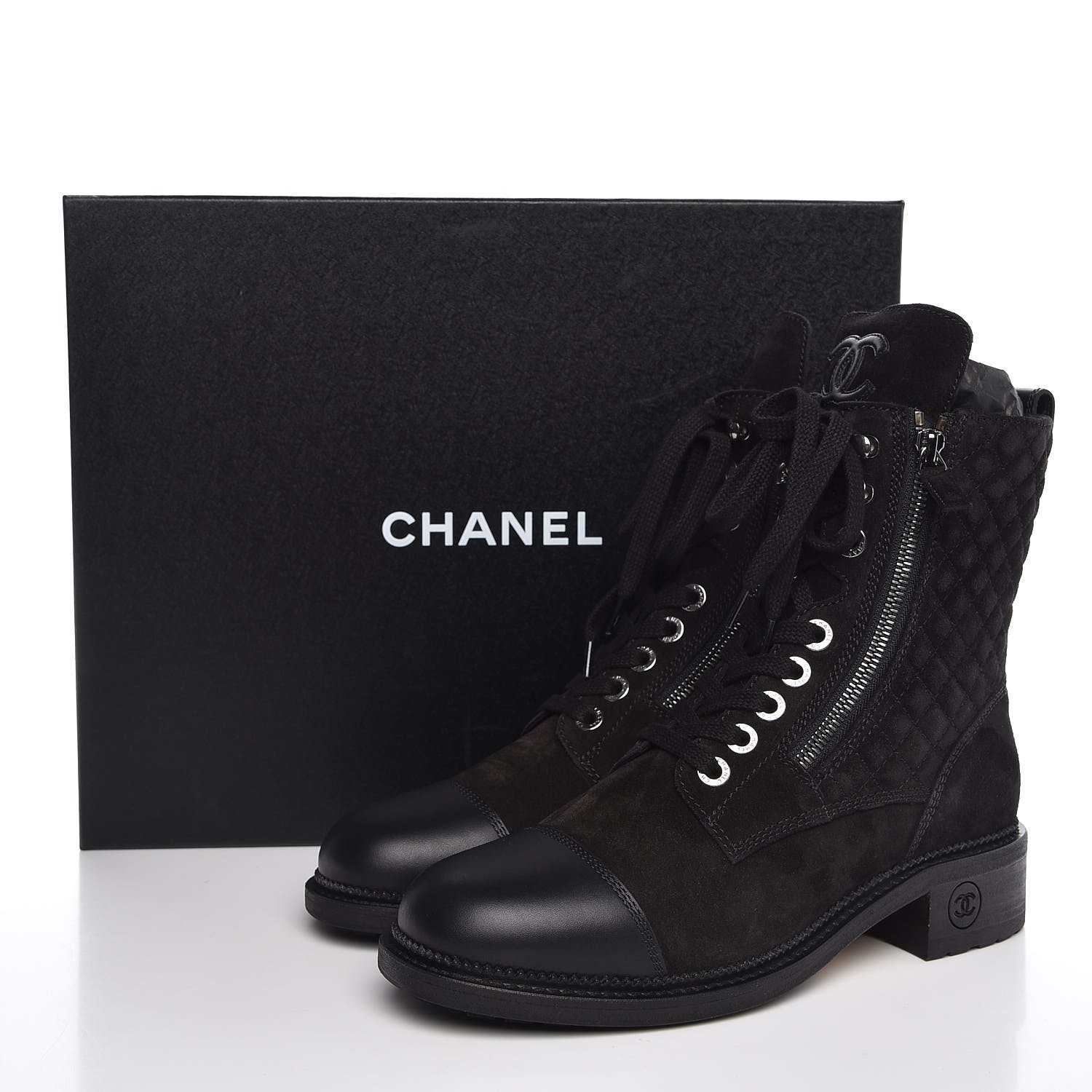 chanel military boots