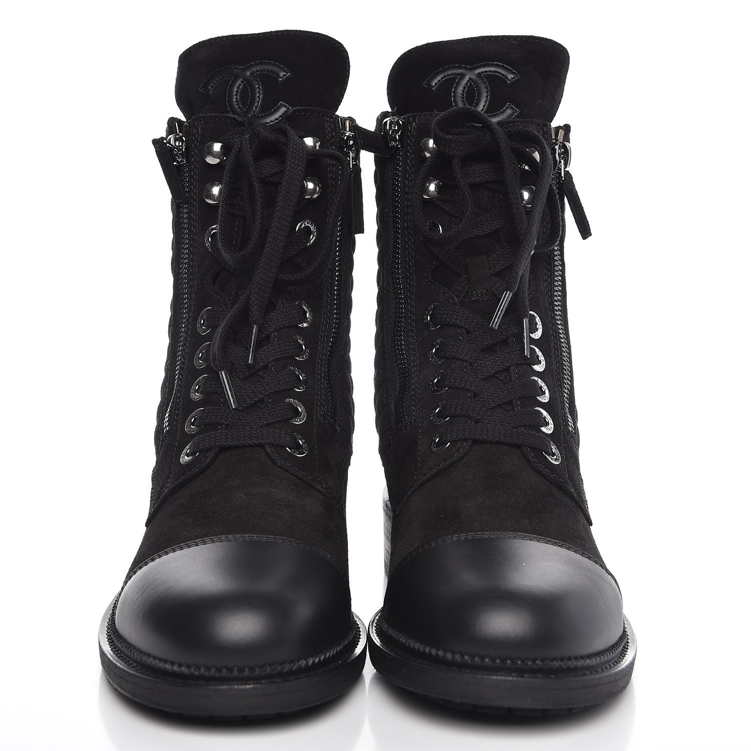 black chanel combat boots