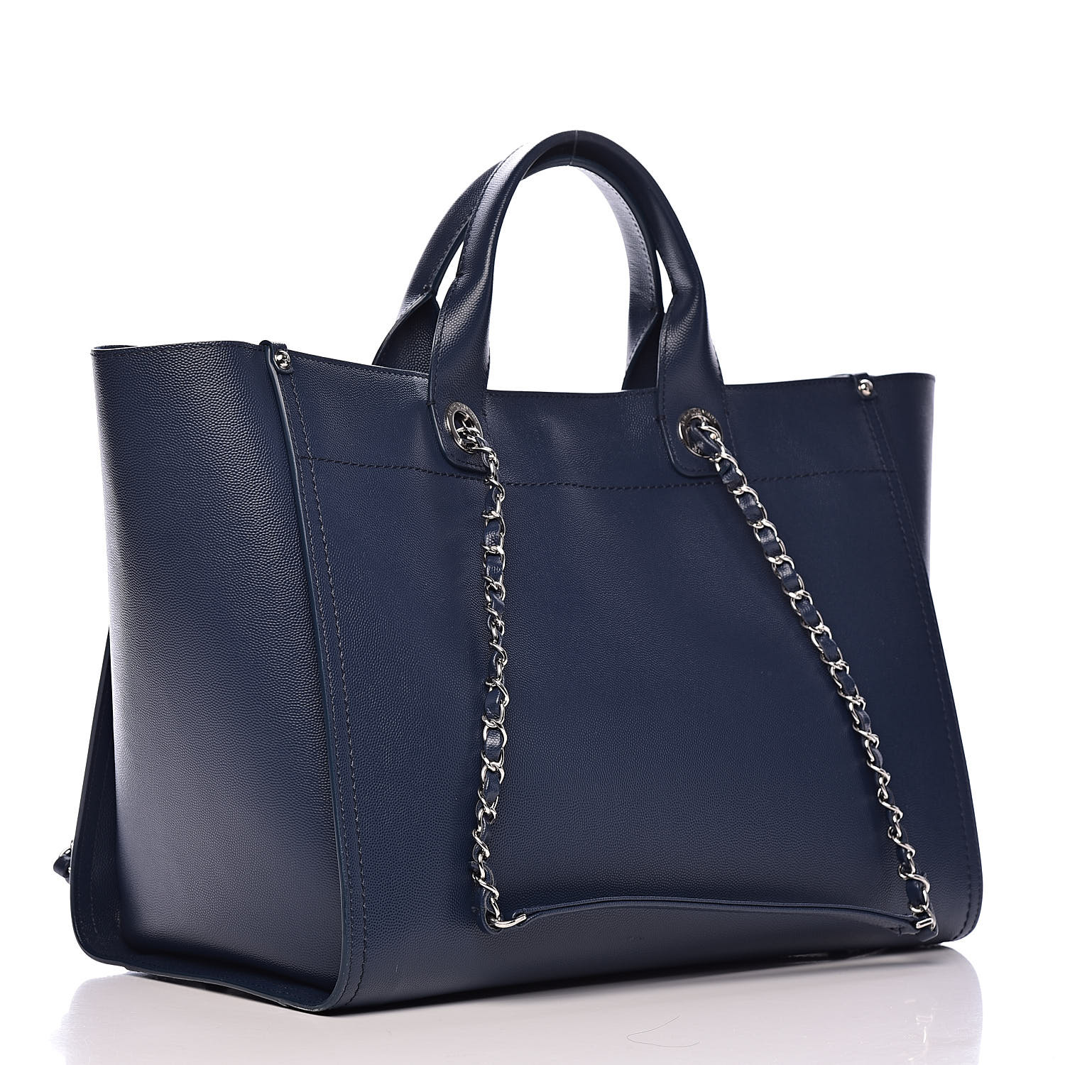 CHANEL Caviar Large Studded Deauville Tote Navy 500469