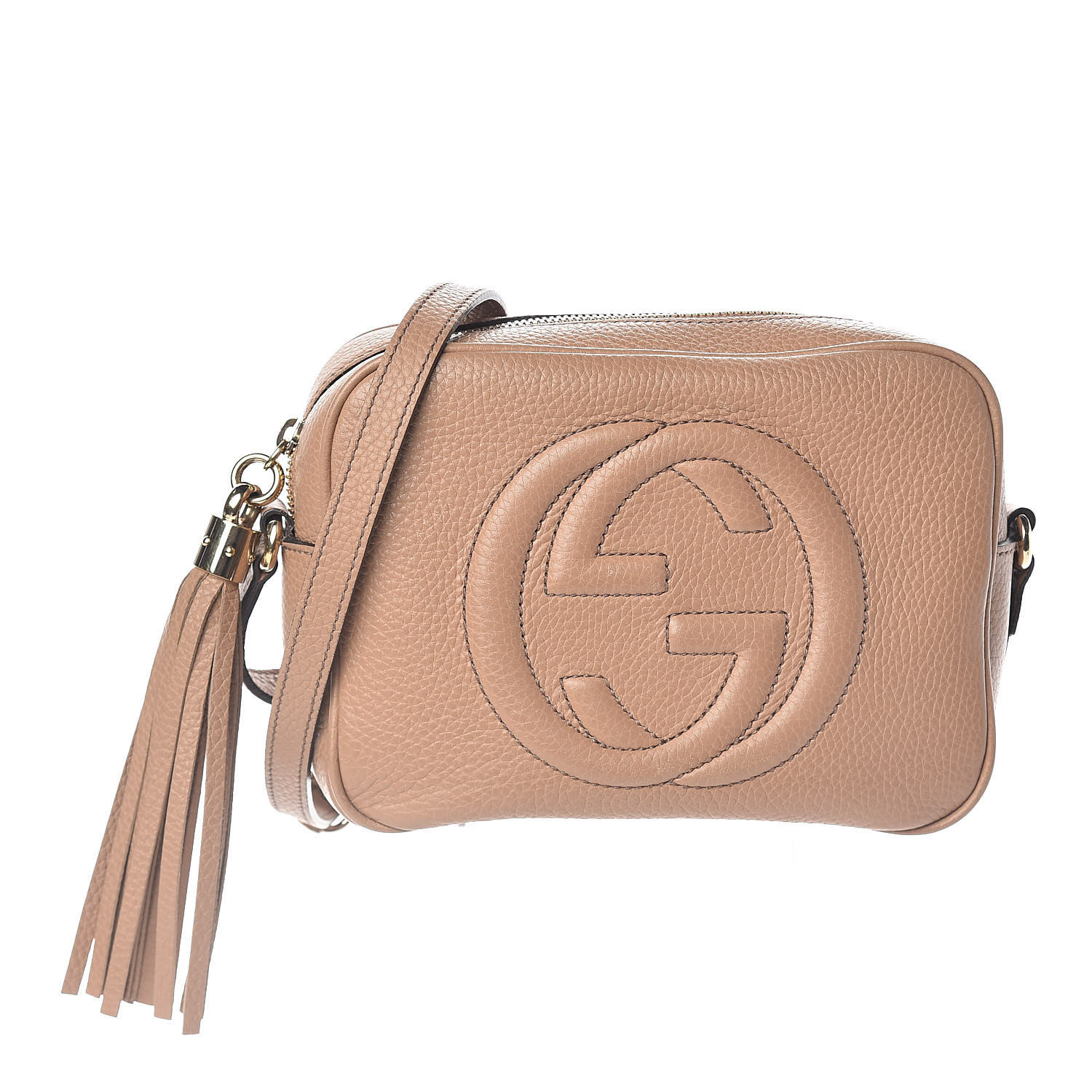 GUCCI Pebbled Calfskin Small Soho Disco Bag Rose Beige 506457