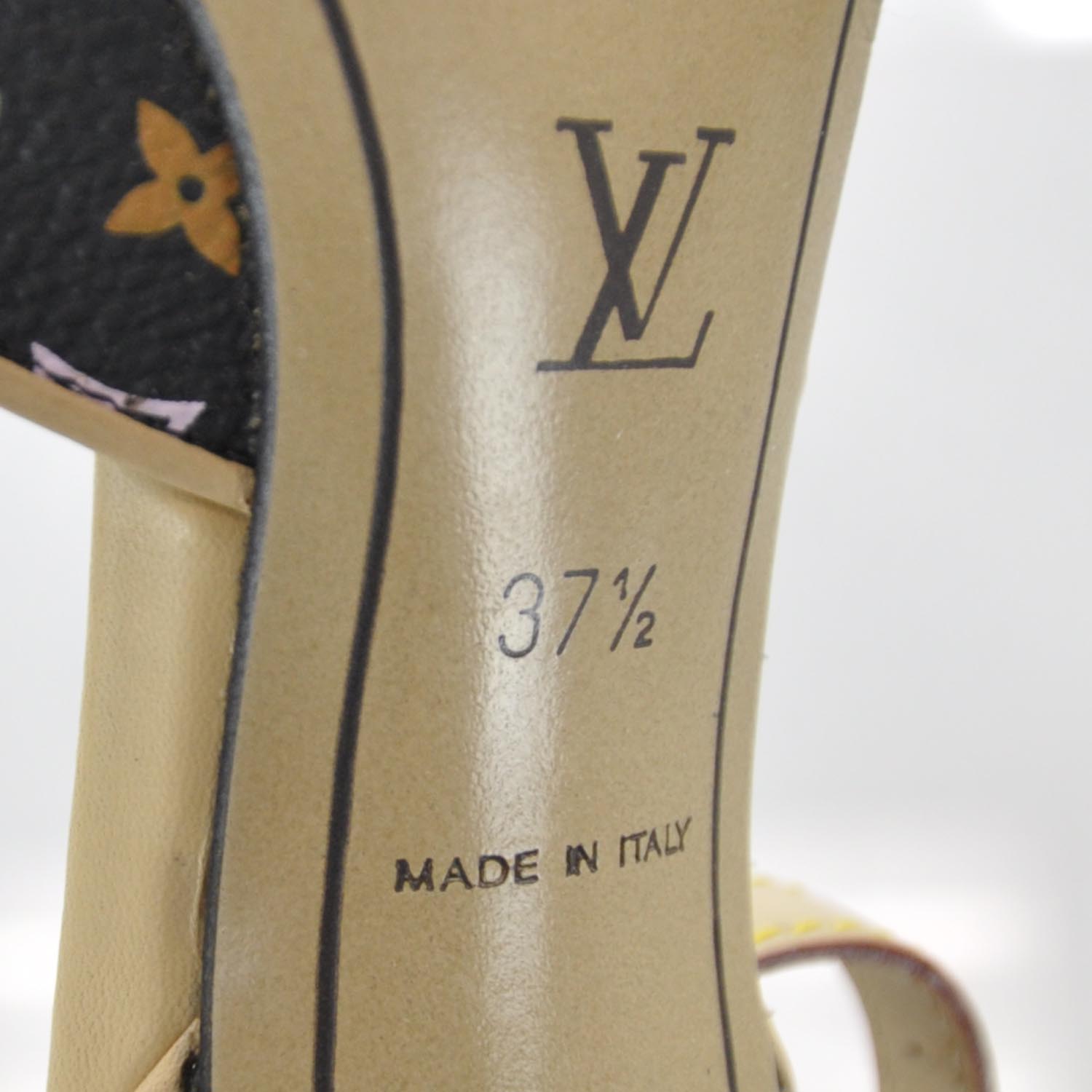 LOUIS VUITTON Monogram Multicolor Murakami Patent Fleur Heels 37.5 ...