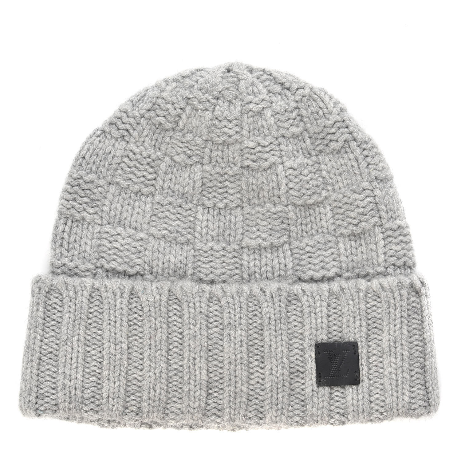 LOUIS VUITTON Cashmere Damier Helsinki Beanie Hat Grey 718132 ...