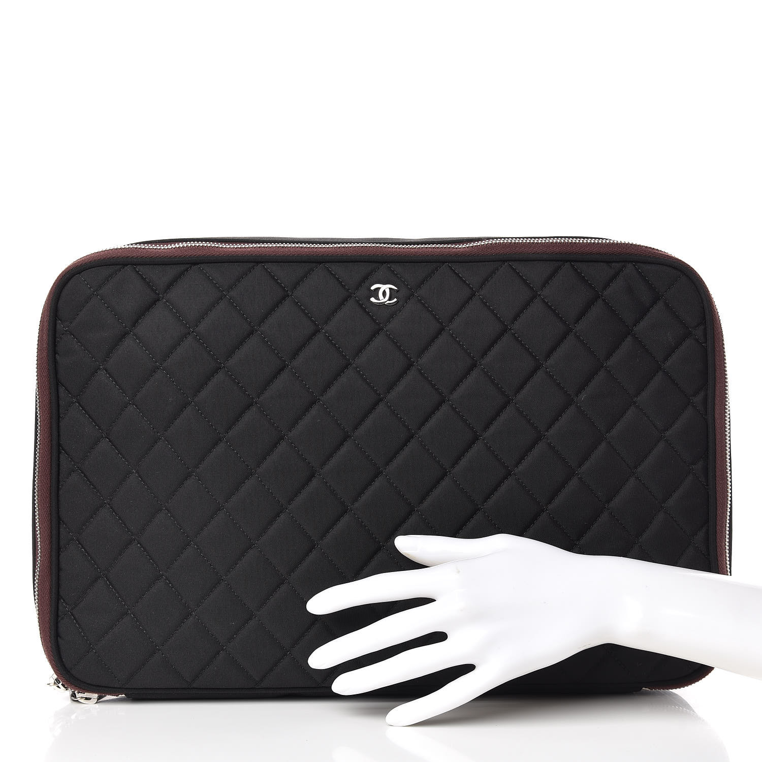 CHANEL Nylon Quilted Laptop Case Black 439868