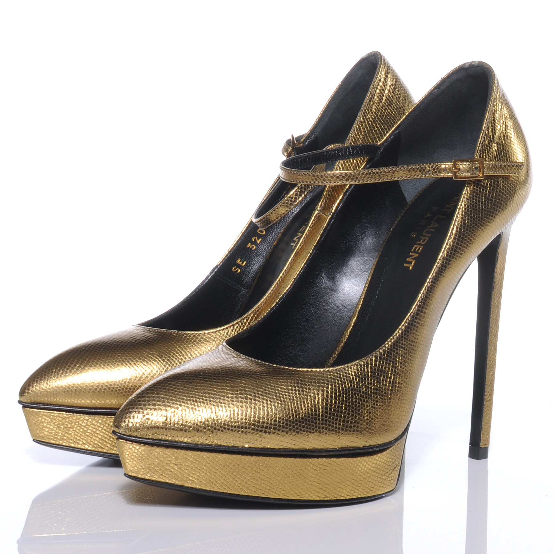 gold mary jane pumps