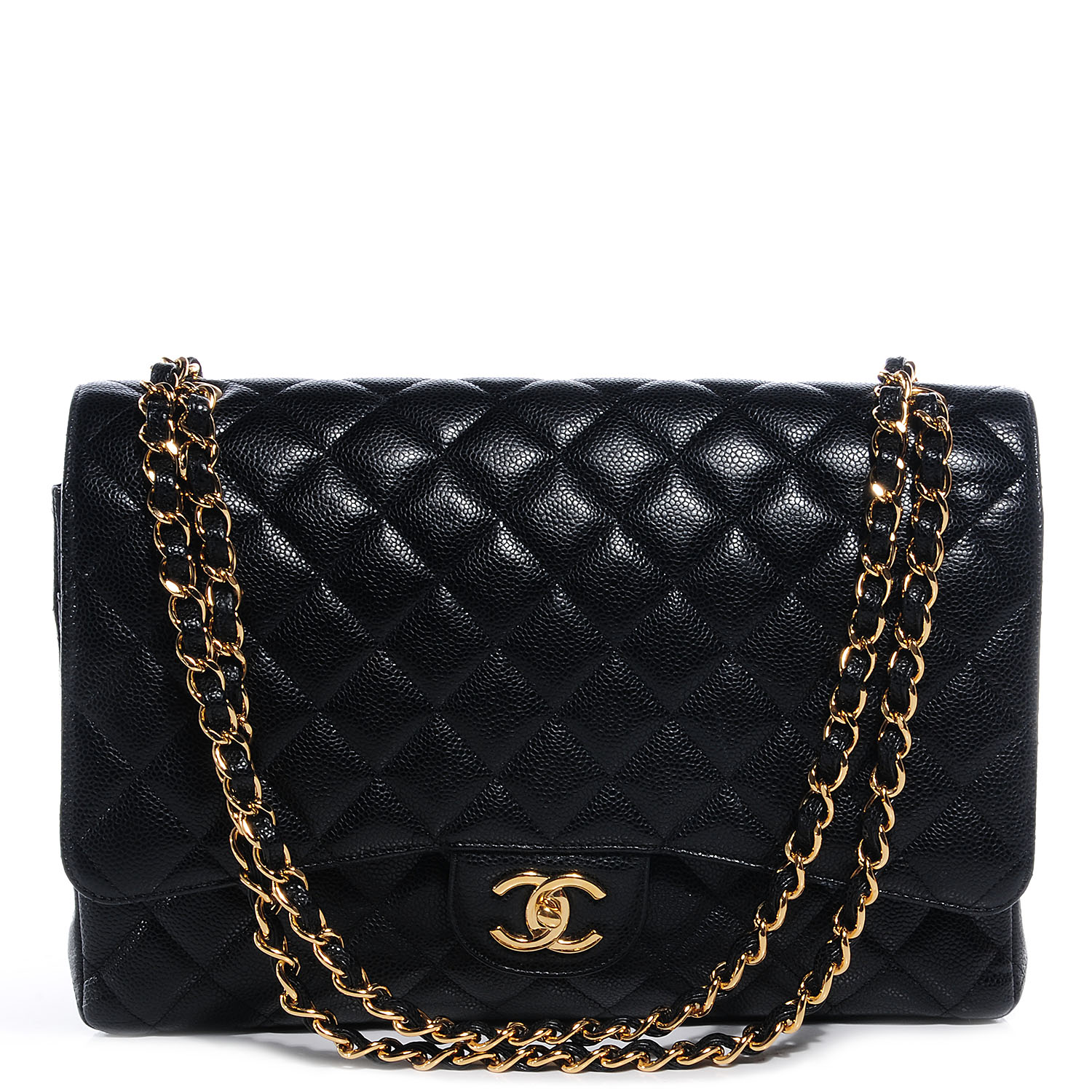 CHANEL Caviar Maxi Double Flap Black 61417