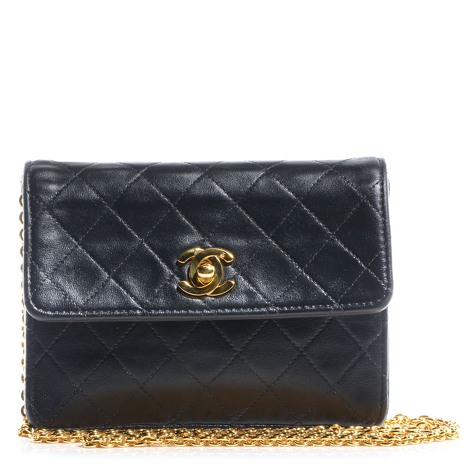 CHANEL Lambskin Quilted Micro Mini Flap Black 77185