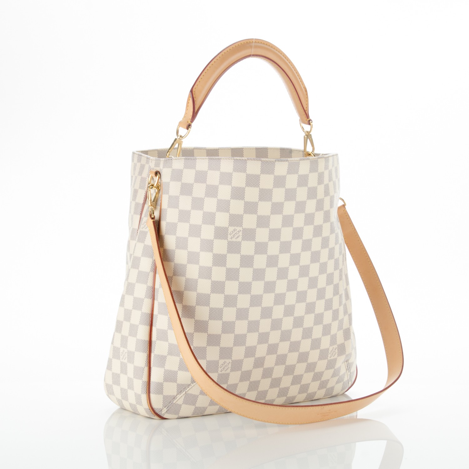 Louis+Vuitton+Soffi+Shoulder+Bag+White+Canvas+Damier+Azur for sale online