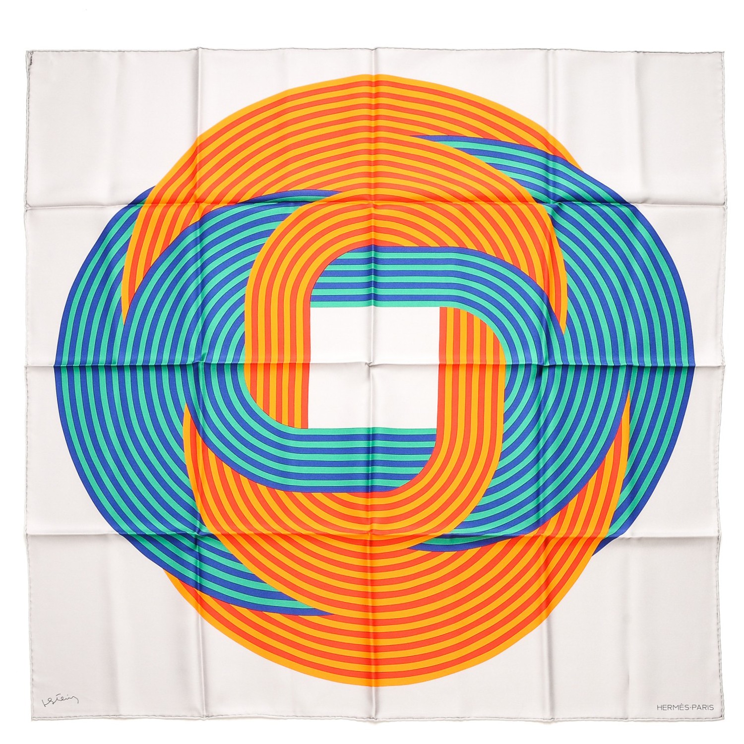 Hermes Silk Maillons De Joel Stein Scarf 90 Gris Perle