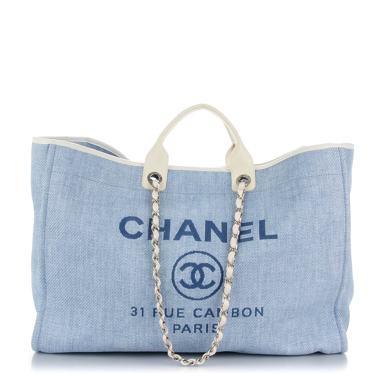 blue chanel deauville tote