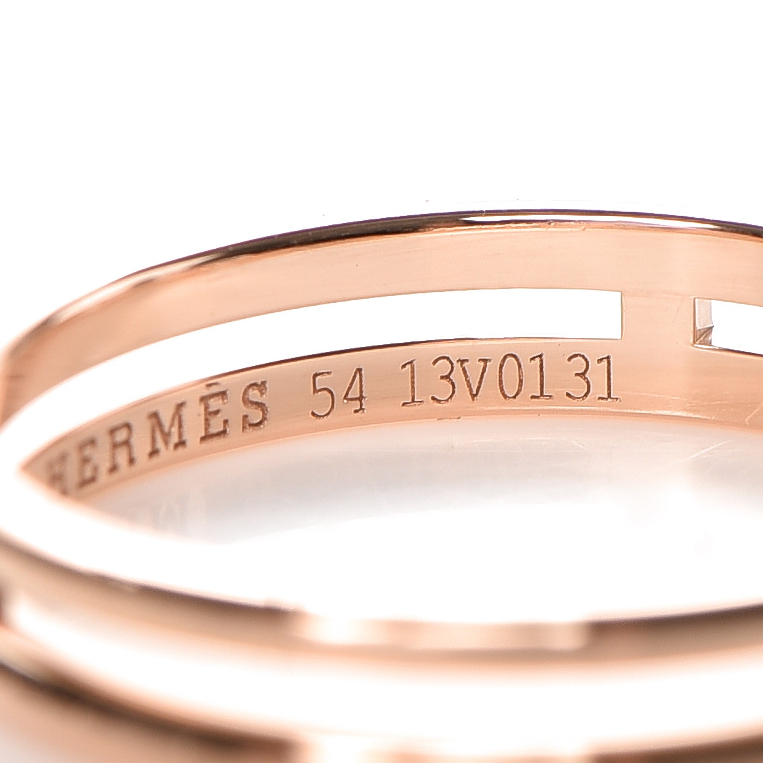HERMES 18K Rose Gold Ariane Wedding Band Ring 54 7 249796