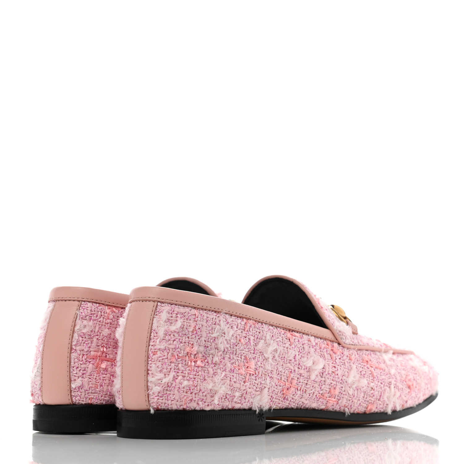 gucci pink tweed loafers