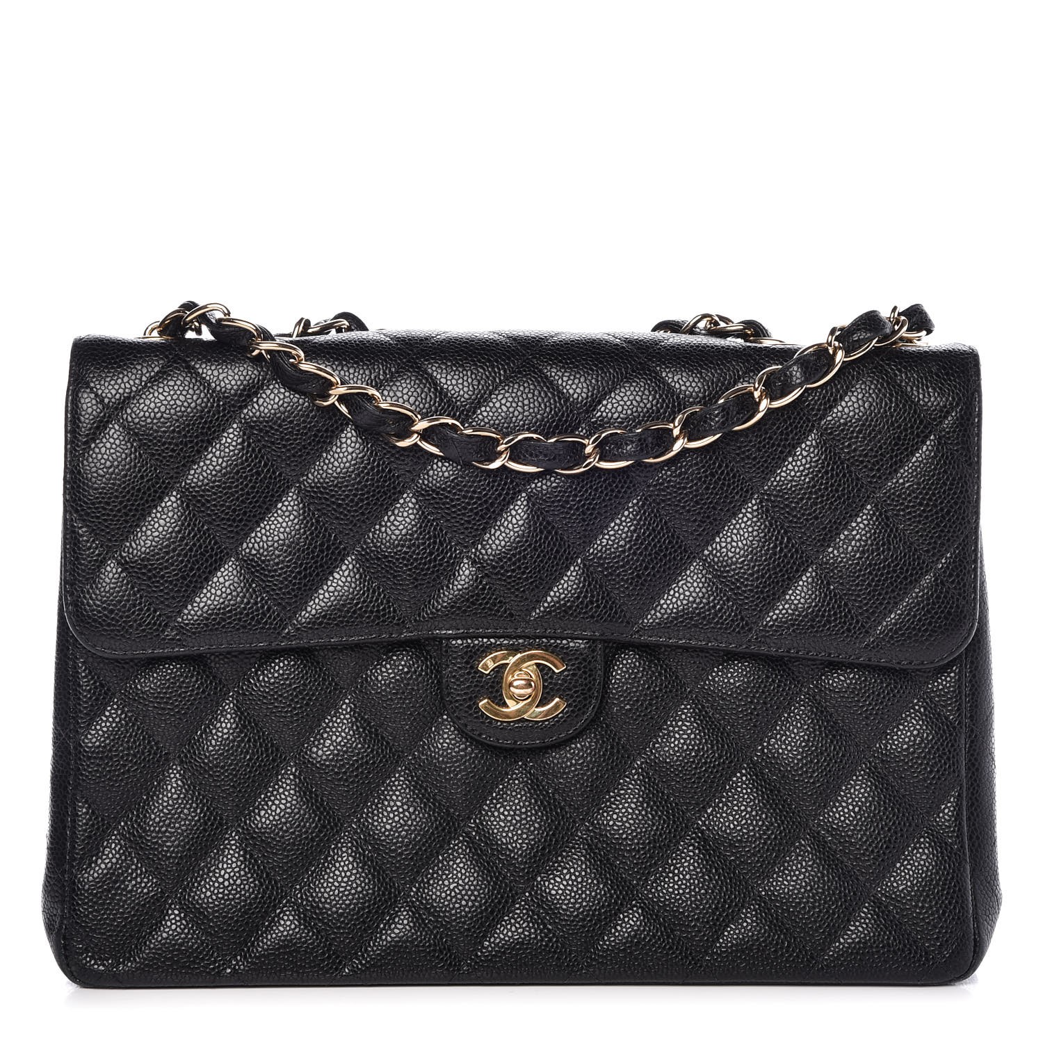 CHANEL Caviar Quilted Jumbo Single Flap Black 333956