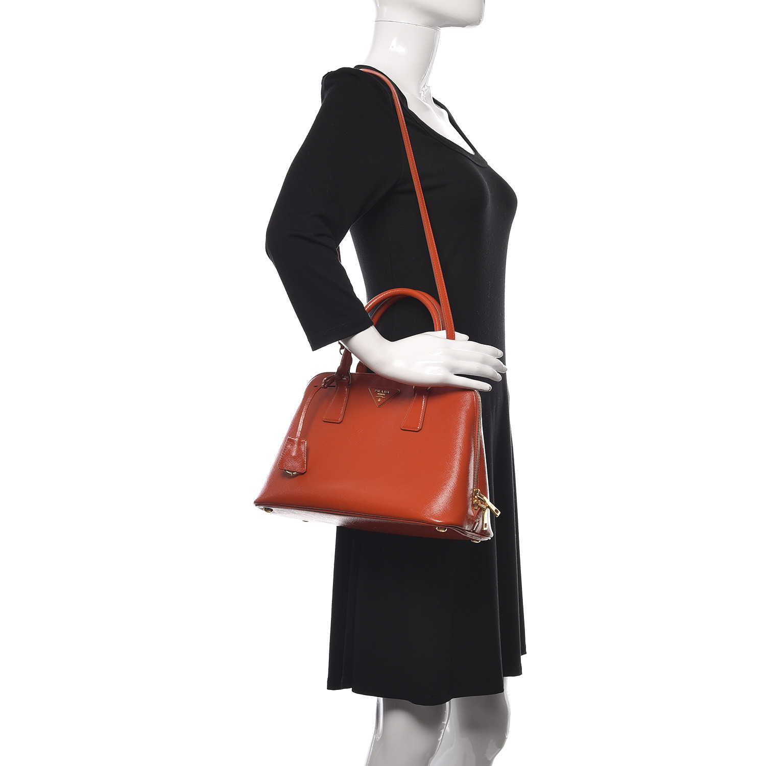 PRADA Saffiano Vernice Medium Promenade Tote Arancio 455939 | FASHIONPHILE