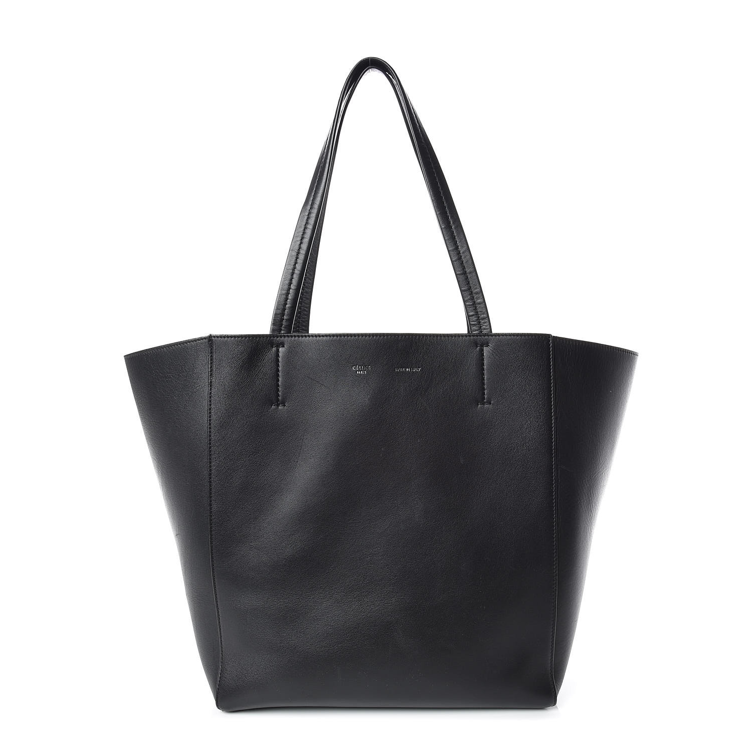 CELINE Soft Grained Calfskin Medium Horizontal Cabas Phantom Black ...