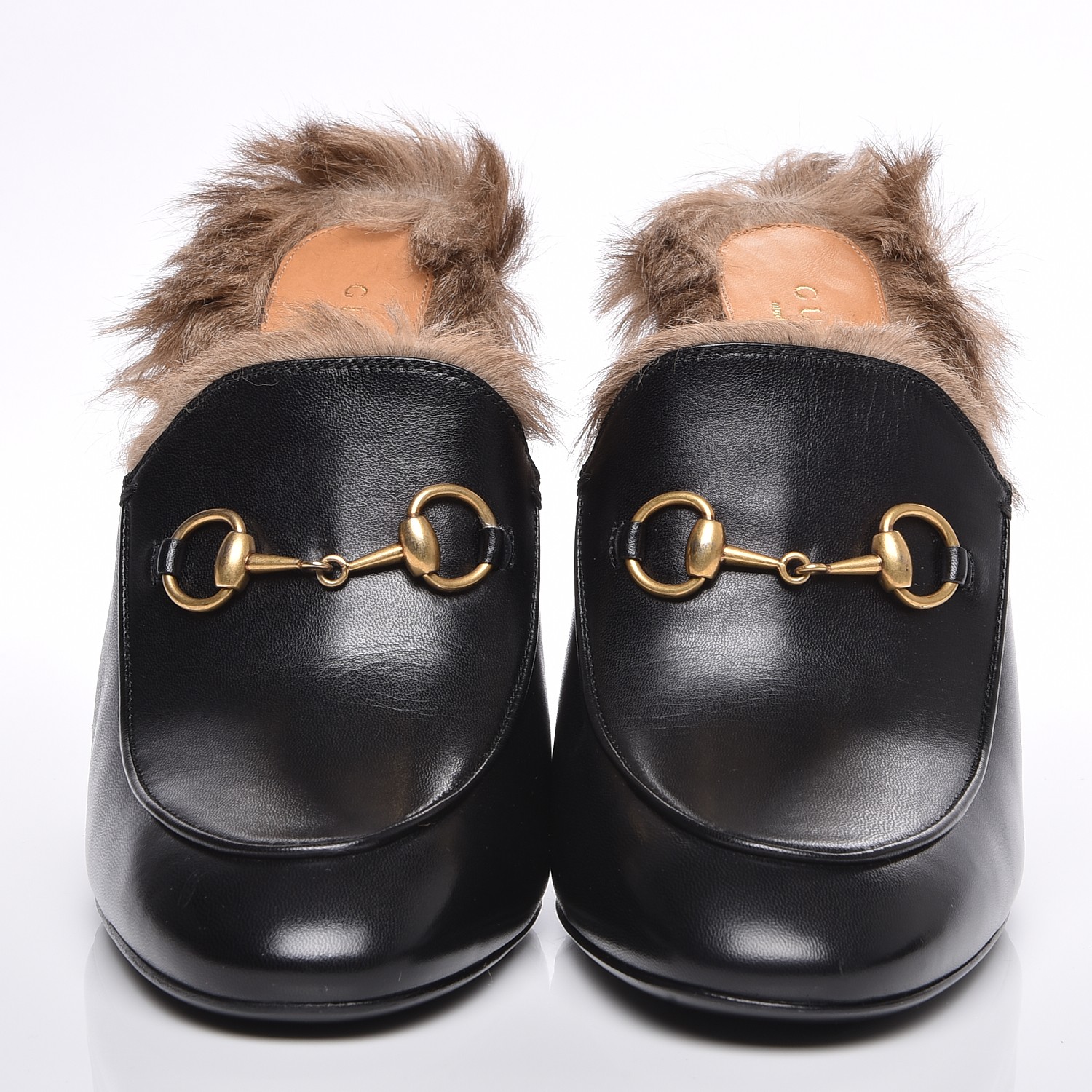 GUCCI Fur Princetown Mules Heels 37.5 Black 219109 | FASHIONPHILE