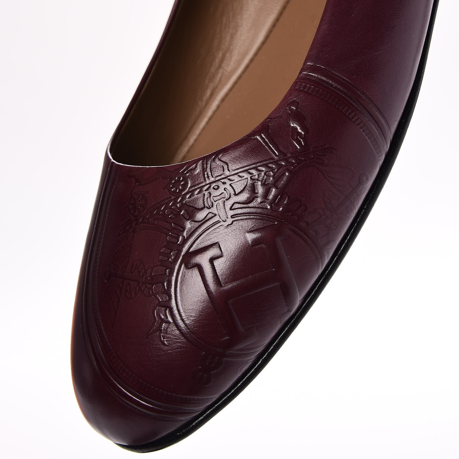 HERMES Glossy Calfskin Neuilly Ballerina Flats 37 Bordeaux 241135 ...