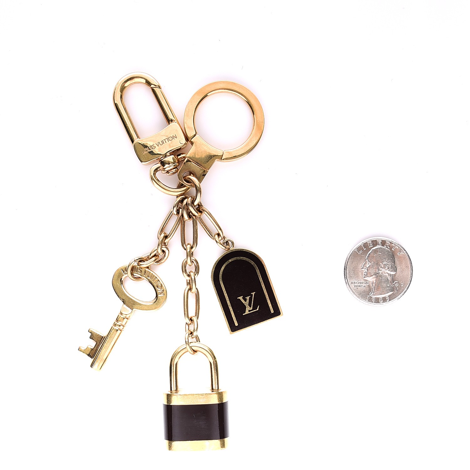 LOUIS VUITTON PTE Cles Cadenas Key Holder Black 209190 | FASHIONPHILE