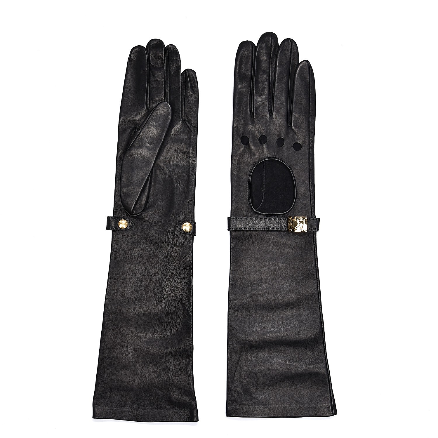 LOUIS VUITTON Lambskin Long Gloves S Black 209171 | FASHIONPHILE