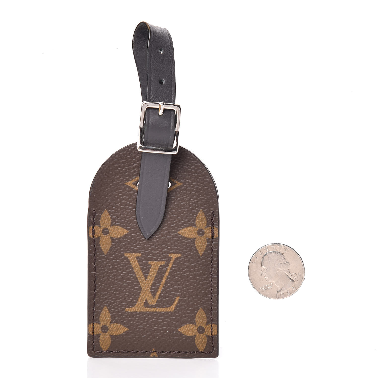 LOUIS VUITTON Small Leather Luggage Tag with Hawaii Hibiscus Flower Stamp