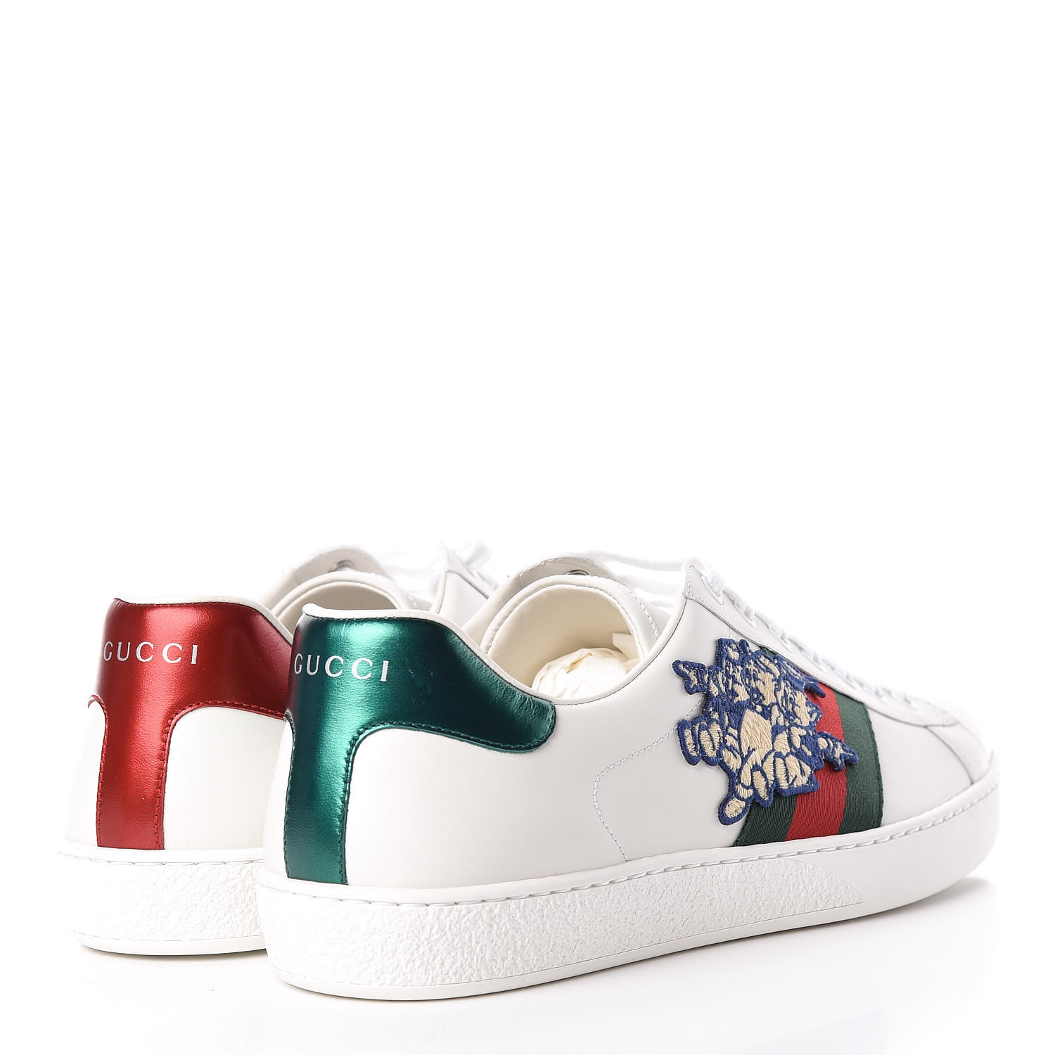 GUCCI X DISNEY Calfskin Web Three Little Pigs Embroidered Mens Ace ...
