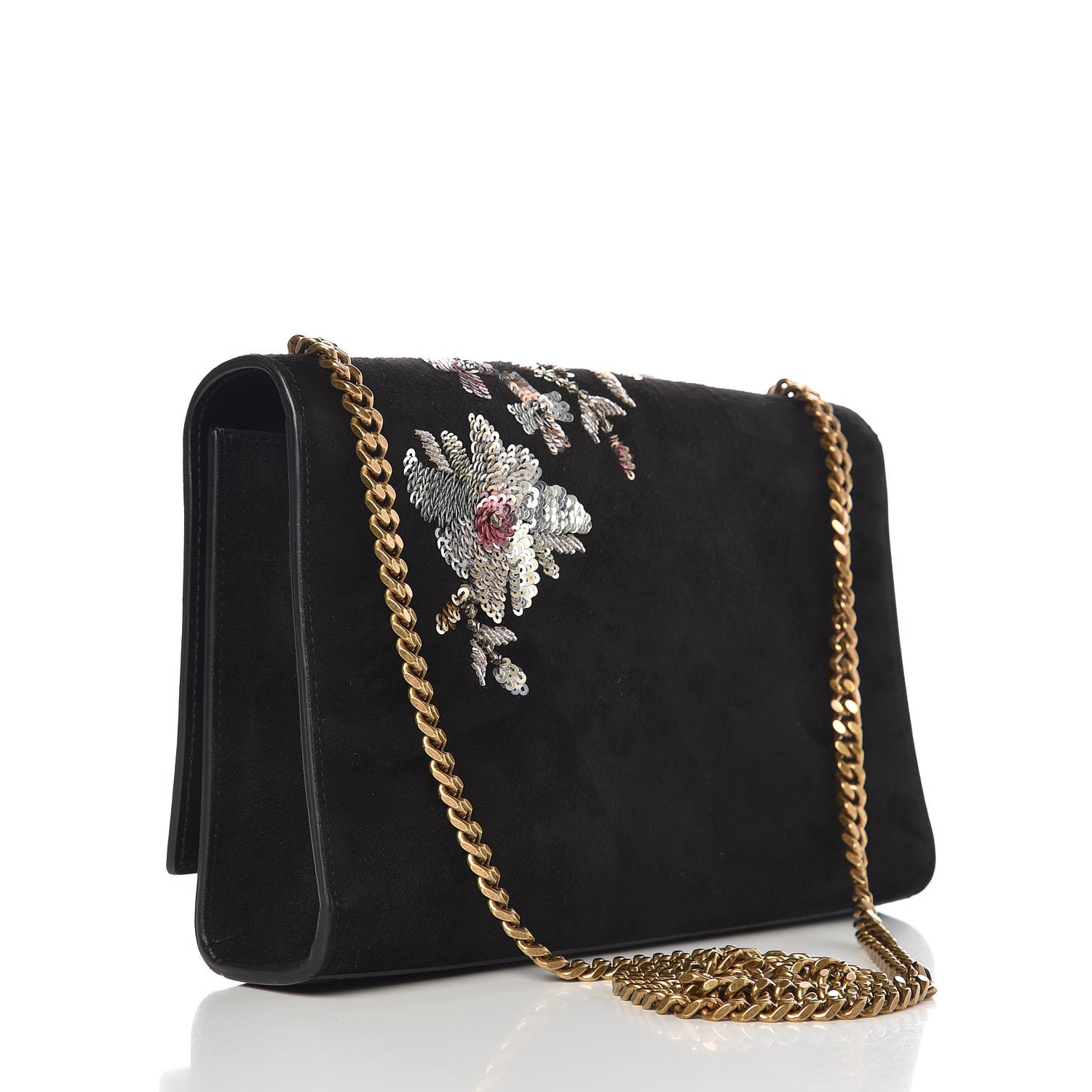 black suede evening purse