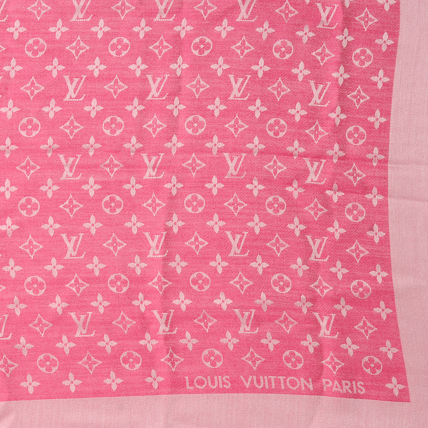 LOUIS VUITTON Wool Silk Monogram Denim Shawl Pink 50273 | FASHIONPHILE
