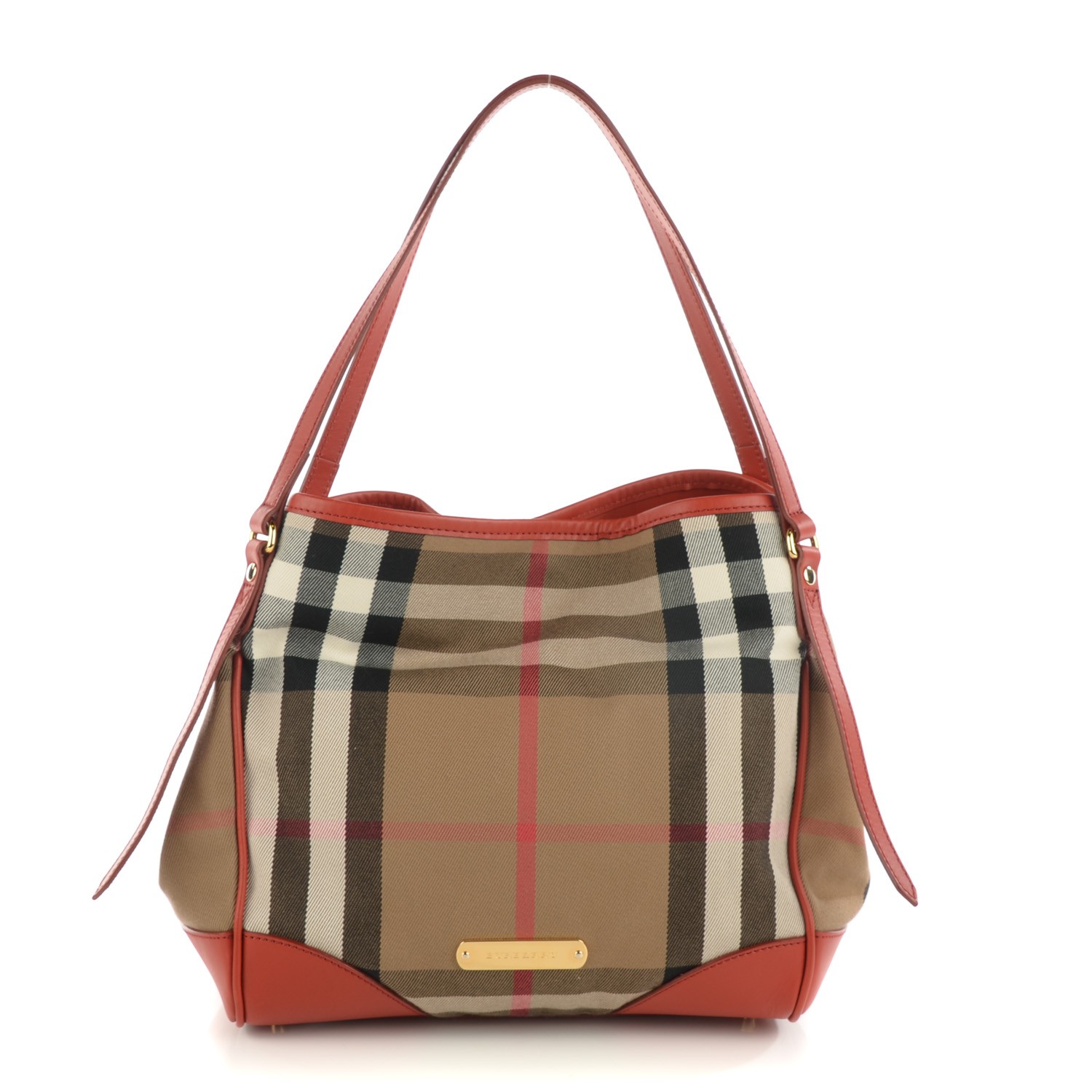 BURBERRY House Check Small Canterbury Tote Bright Russet 126767