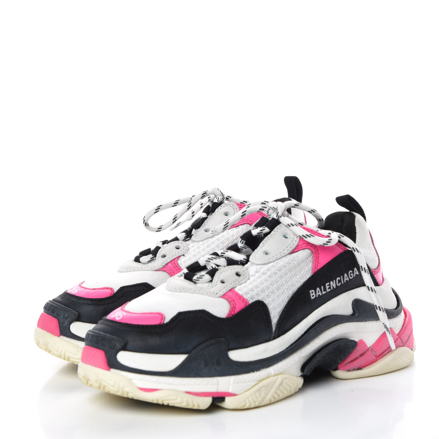 BALENCIAGA Calfskin Womens Triple S Trainers Sneakers 36 Neon Pink ...