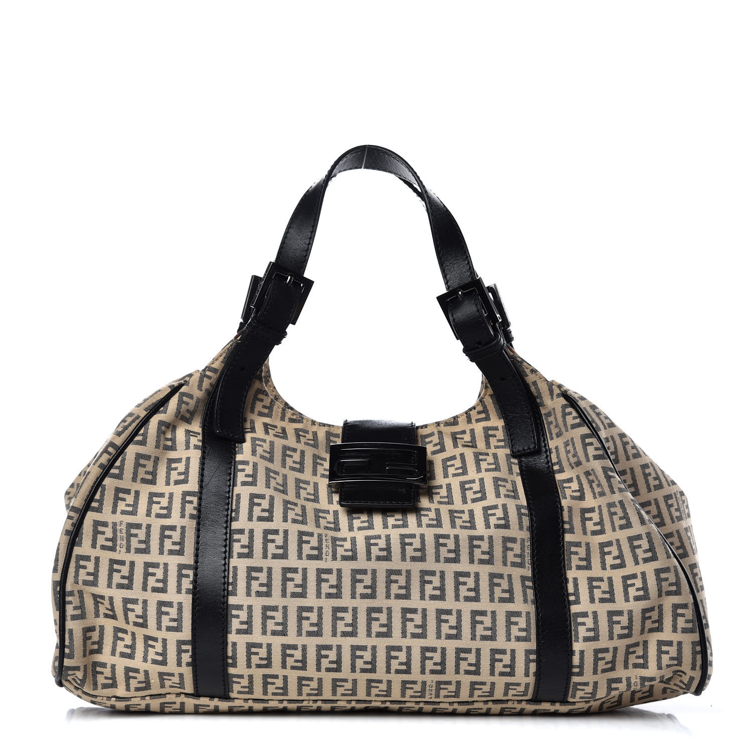 FENDI Zucchino Shoulder Bag Beige 371749