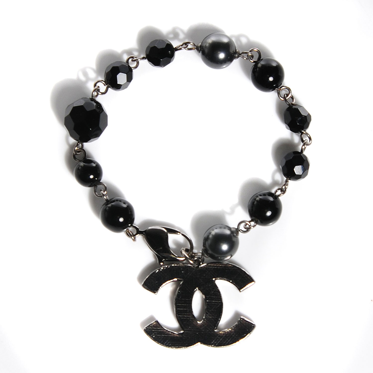 Chanel Beaded Cc Bracelet Black Ruthenium 106190