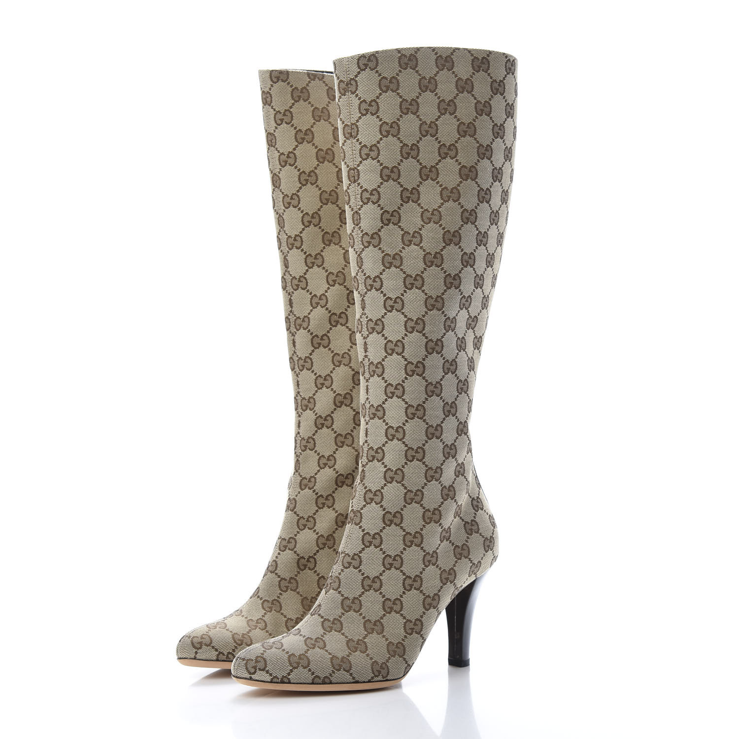 GUCCI Monogram Womens Tall Boots 7 Brown 663928 | FASHIONPHILE