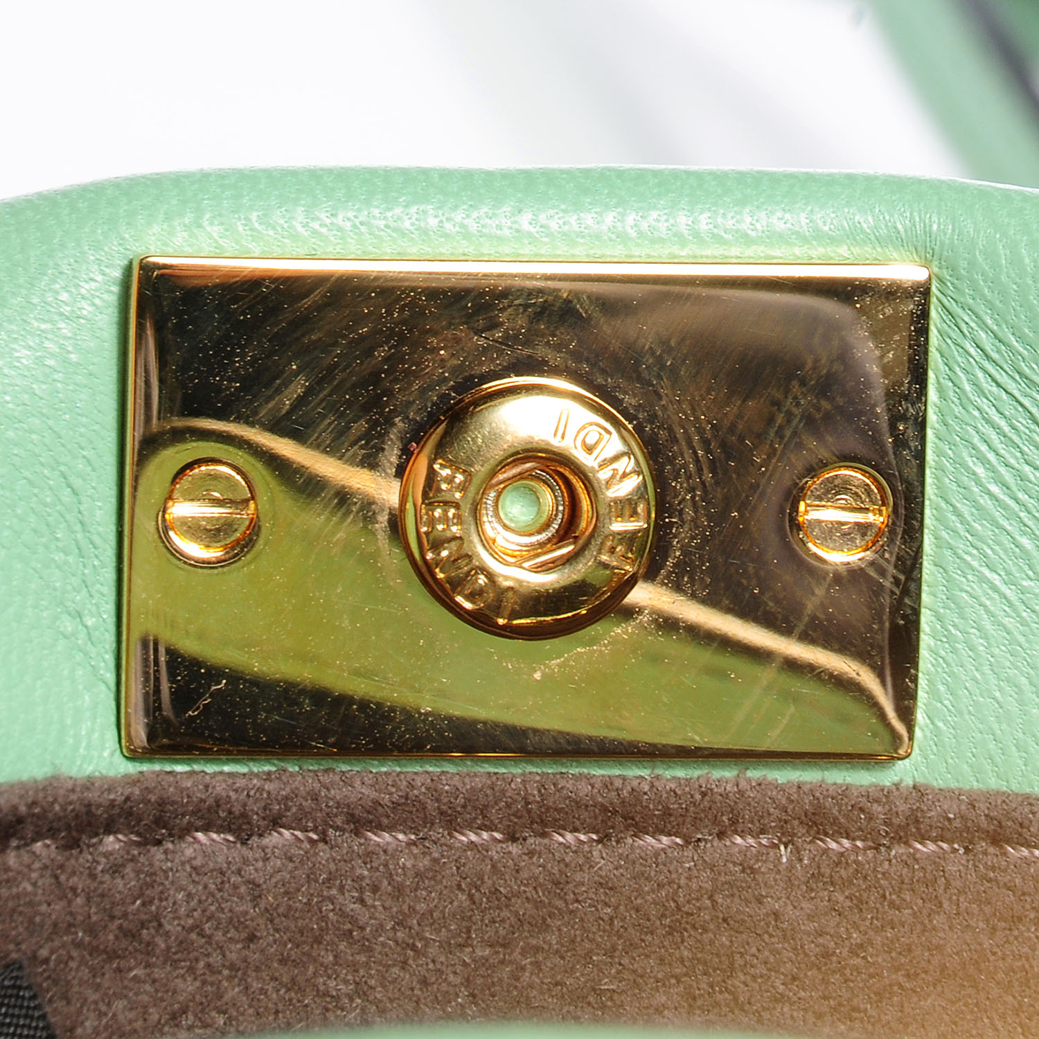 FENDI Nappa Micro Peekaboo Iconic Satchel Water Green 79698