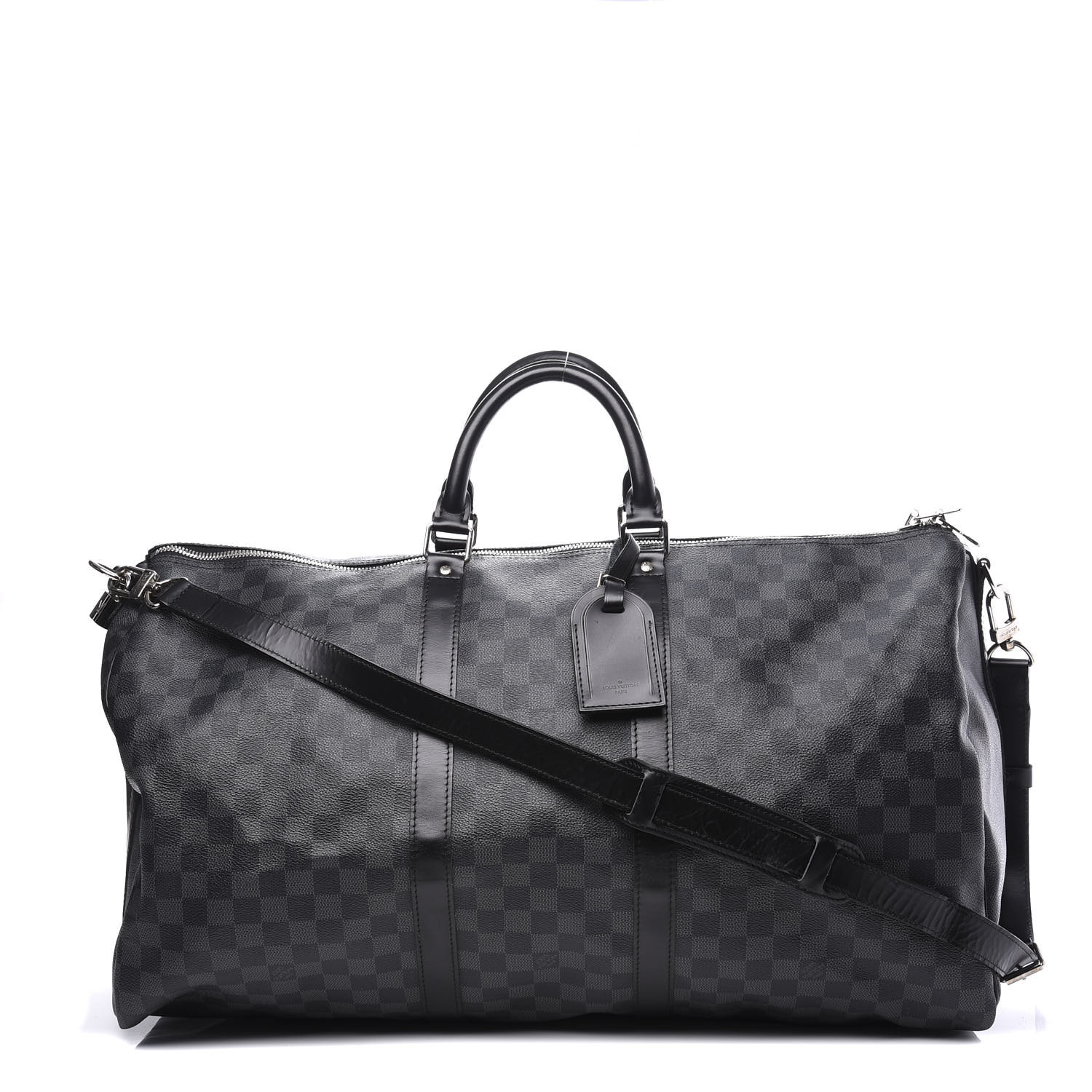 LOUIS VUITTON Damier Graphite Keepall Bandouliere 55 555649 | FASHIONPHILE