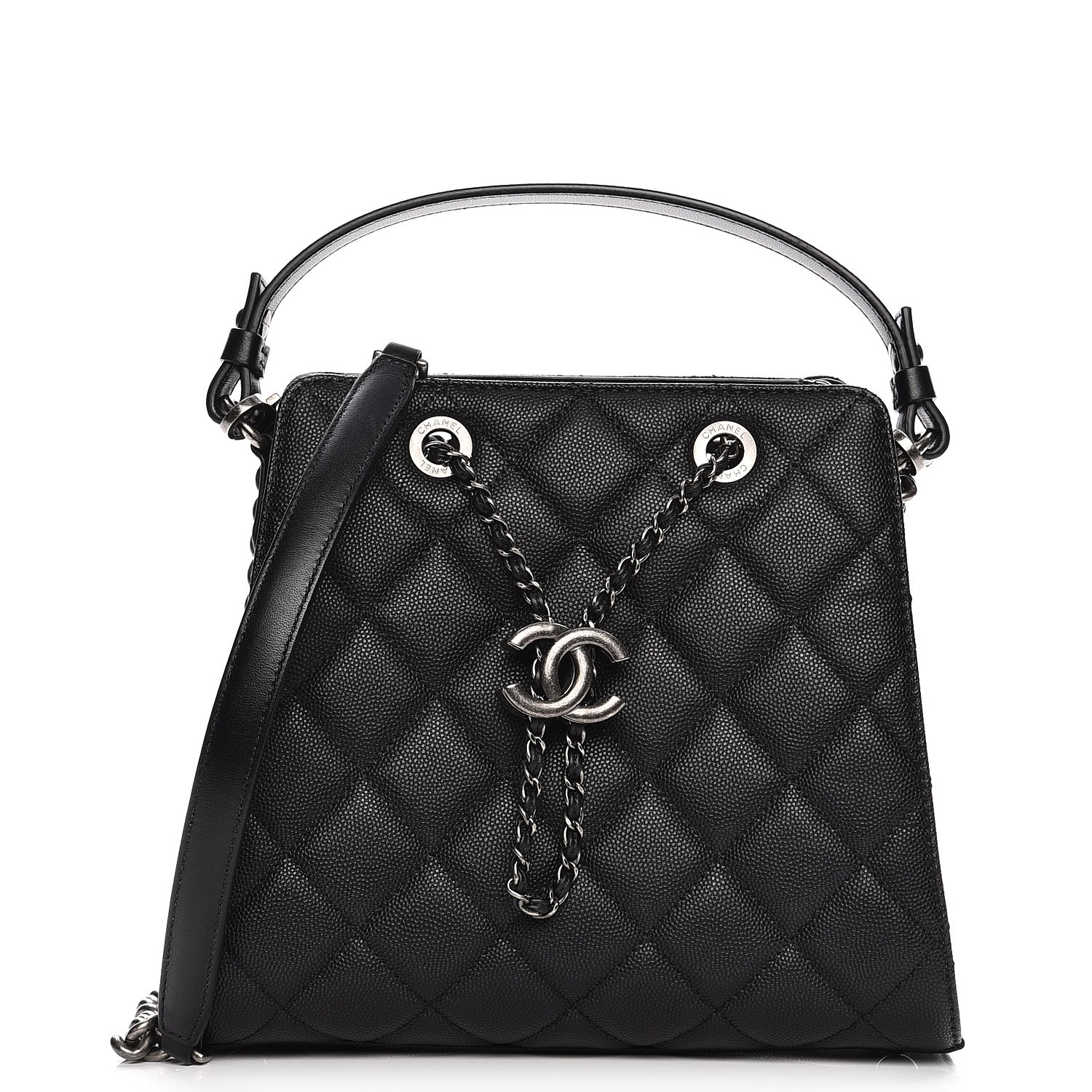 CHANEL Caviar Quilted Small CC Bucket Bag Black 267511 | FASHIONPHILE