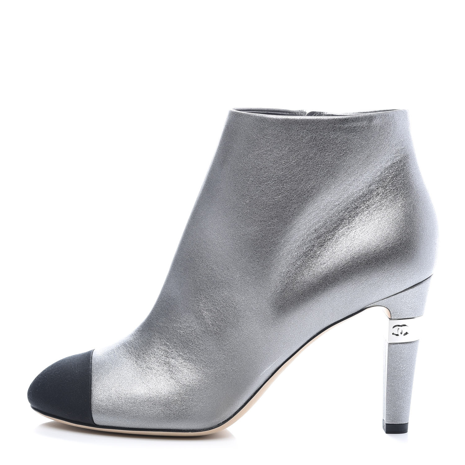 black and silver ankle boots
