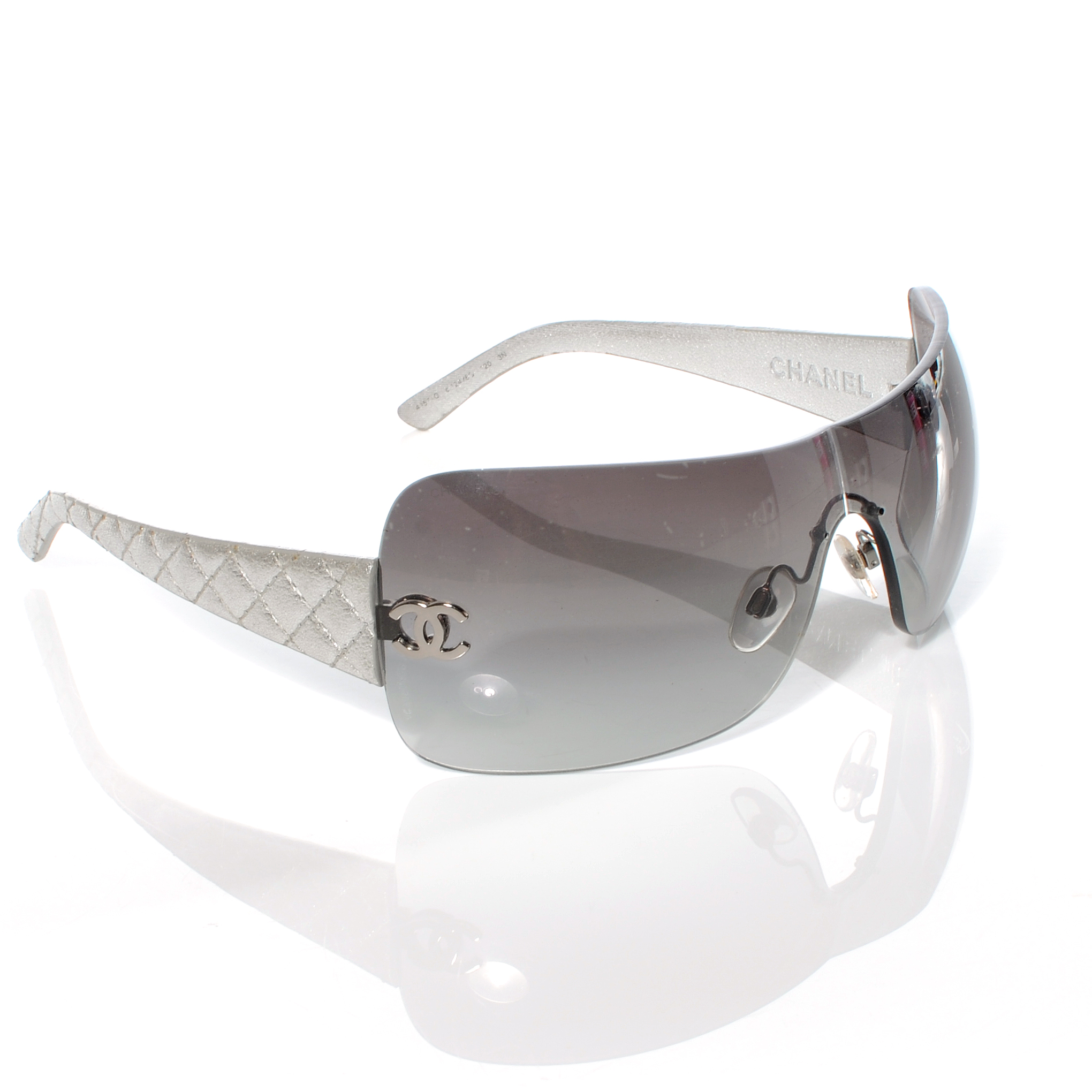 CHANEL Leather Quilted CC Sunglasses 4157 Silver 42265 | FASHIONPHILE