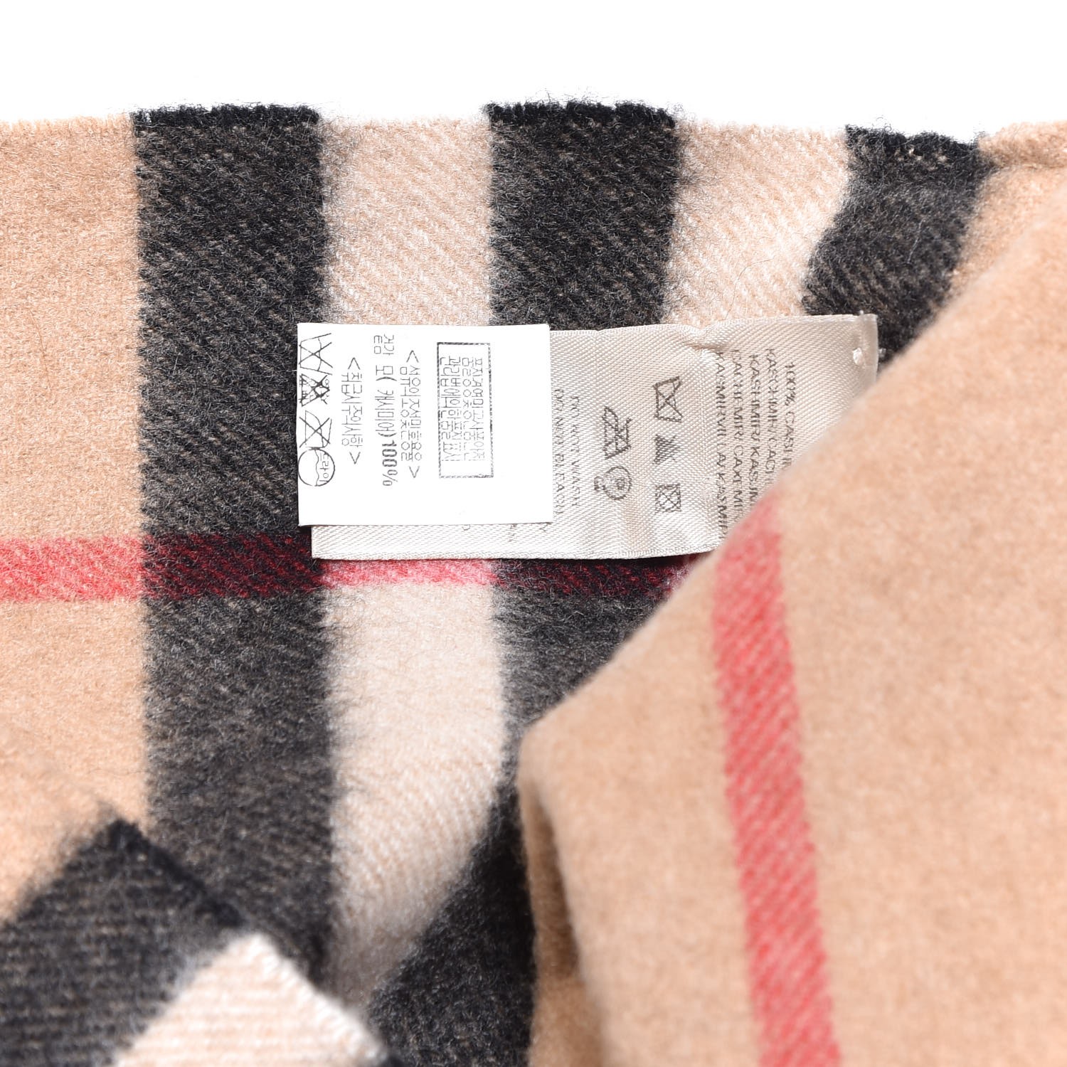 BURBERRY Cashmere Check Snood Scarf Camel 325214