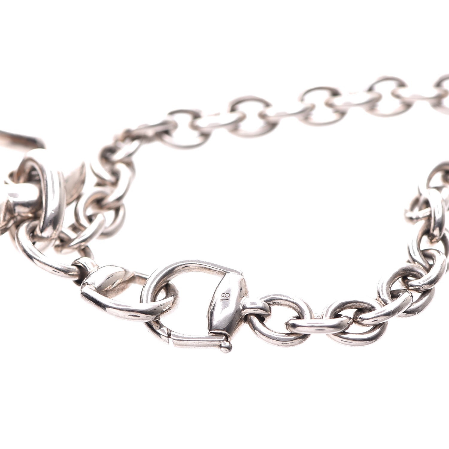 GUCCI Sterling Silver Bamboo Heart Bracelet 306260