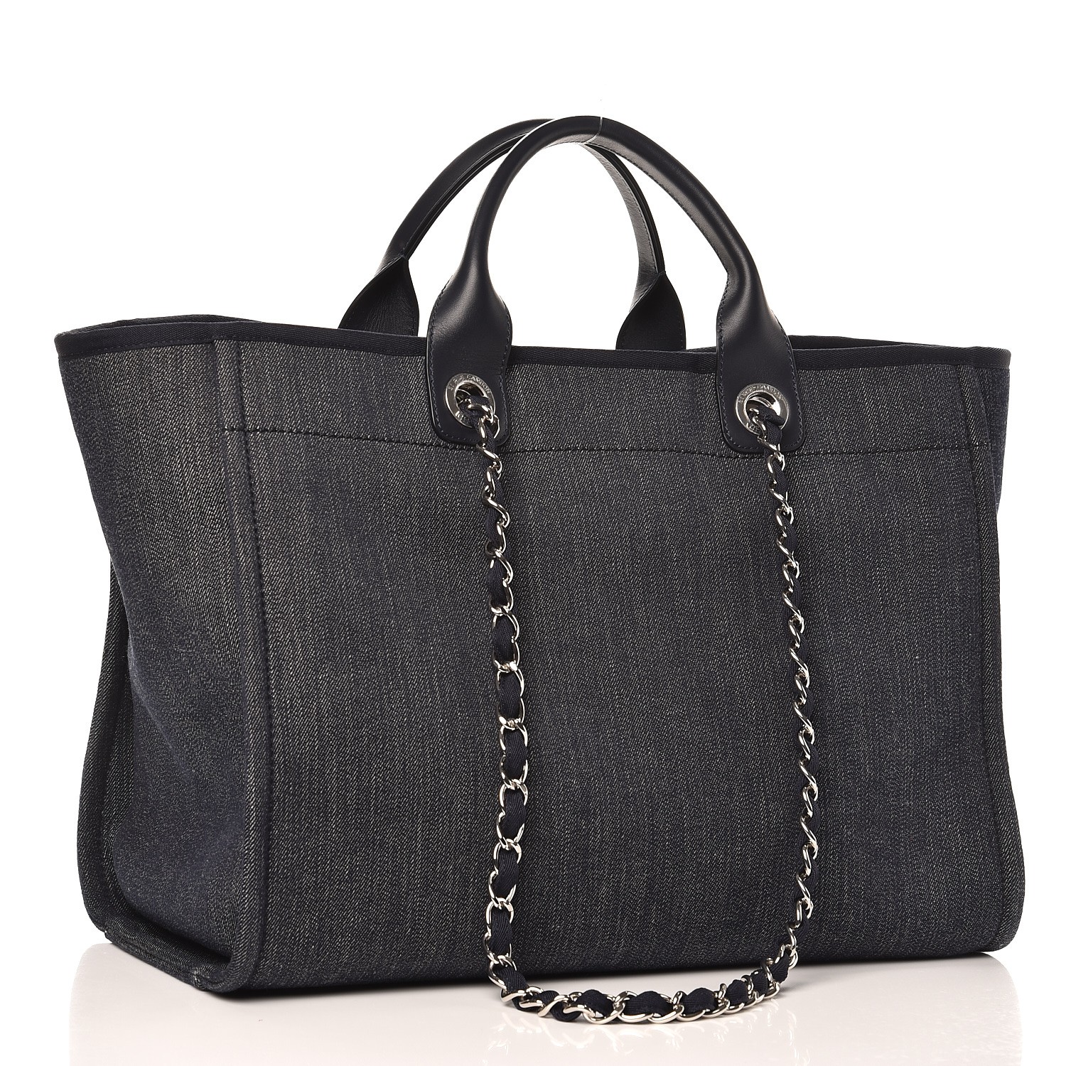 CHANEL Denim Deauville Large Tote Dark Blue 246912