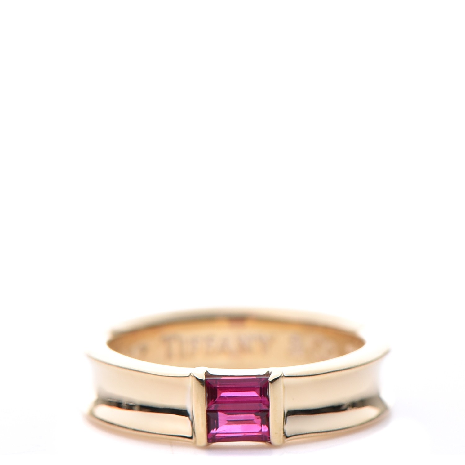 TIFFANY 18K Yellow Gold Ruby Stacking Ring 48 4.5 246859