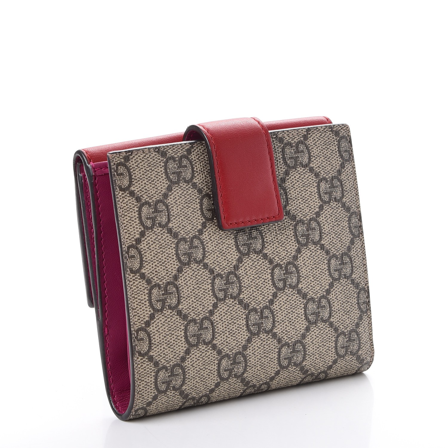 GUCCI GG Supreme Monogram French Flap Wallet Red 247173