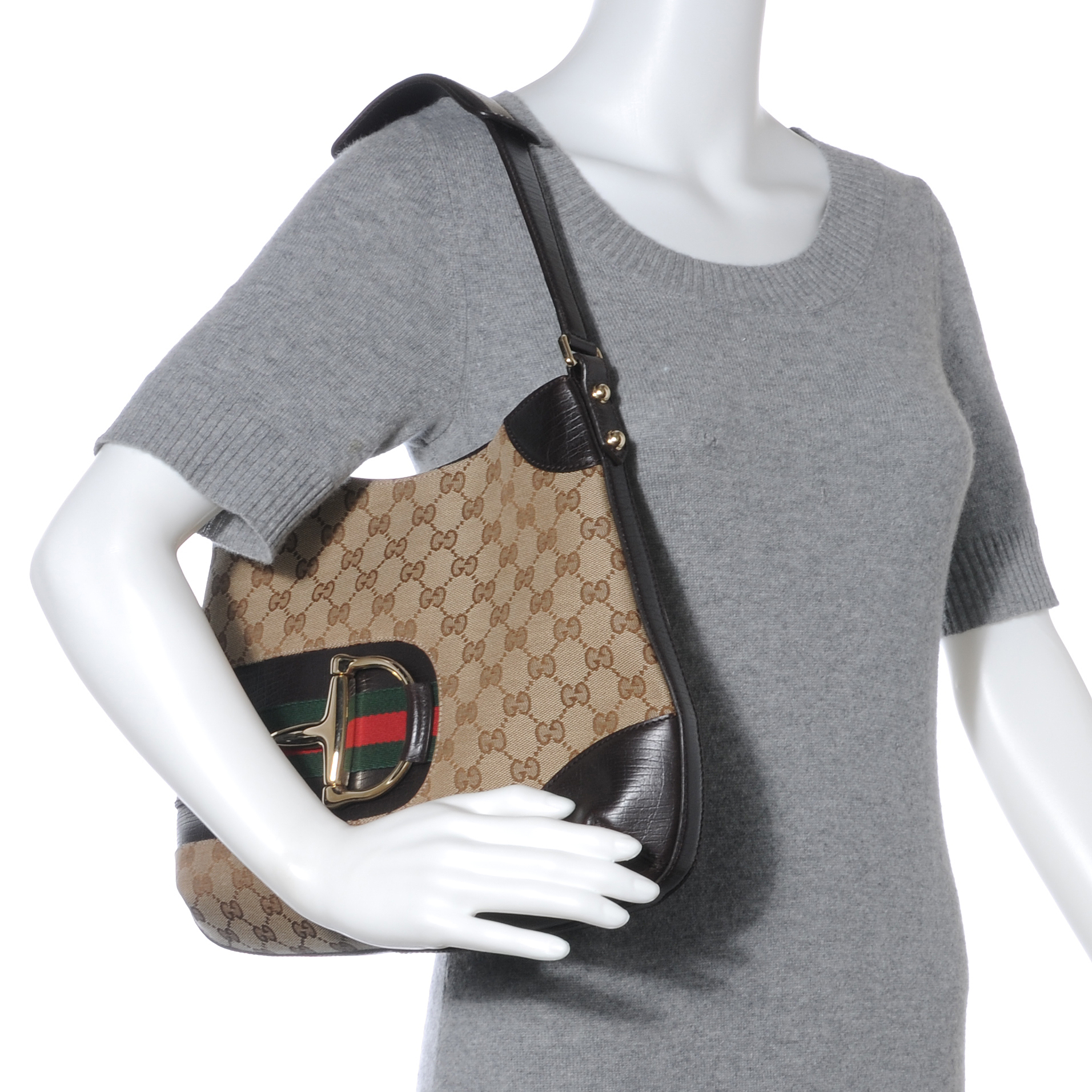 GUCCI Monogram Hasler Shoulder Bag Ebony 39818