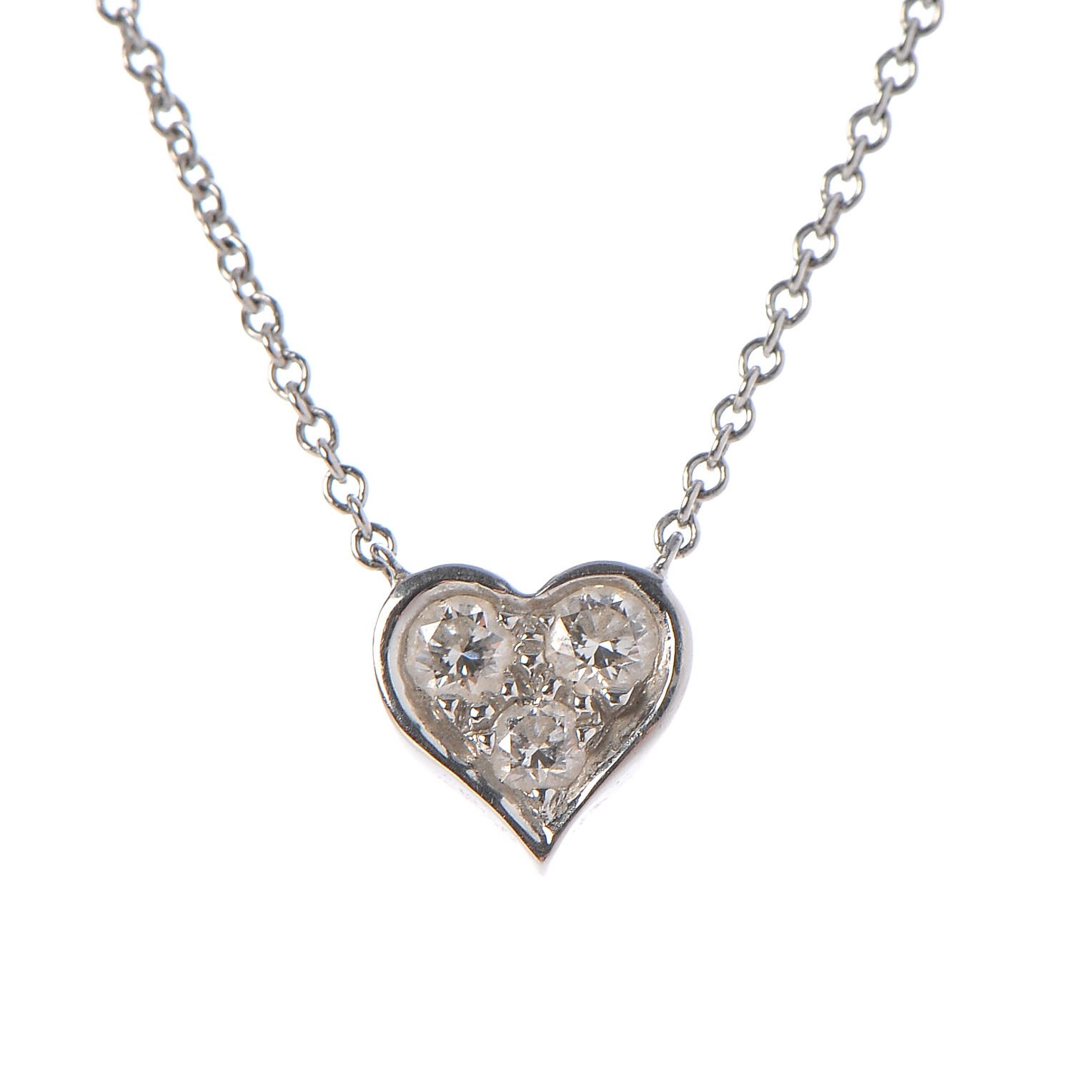 TIFFANY Platinum Diamond Heart Pendant Necklace 289549