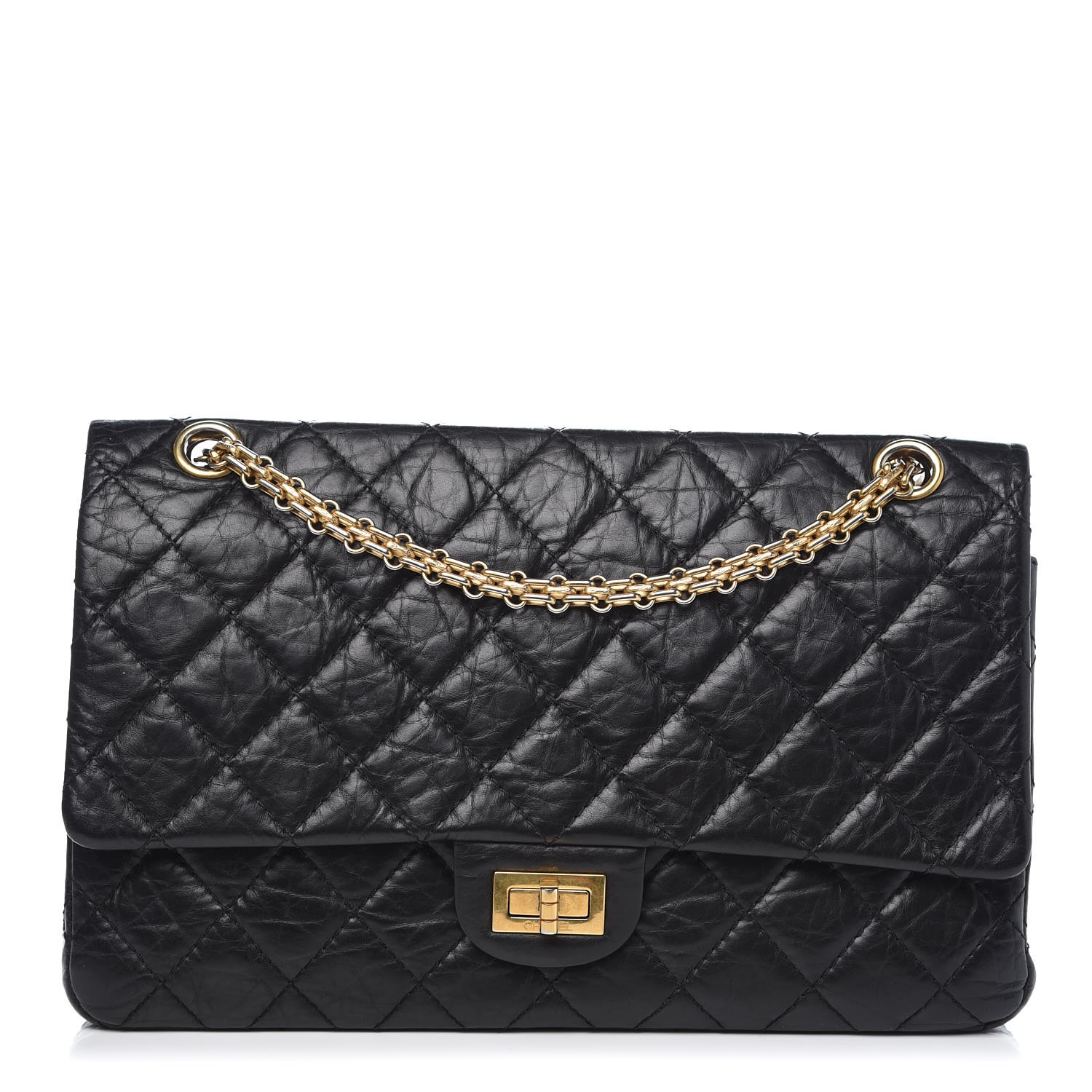 CHANEL Aged Calfskin Quilted 2.55 Reissue 226 Flap Black 329629