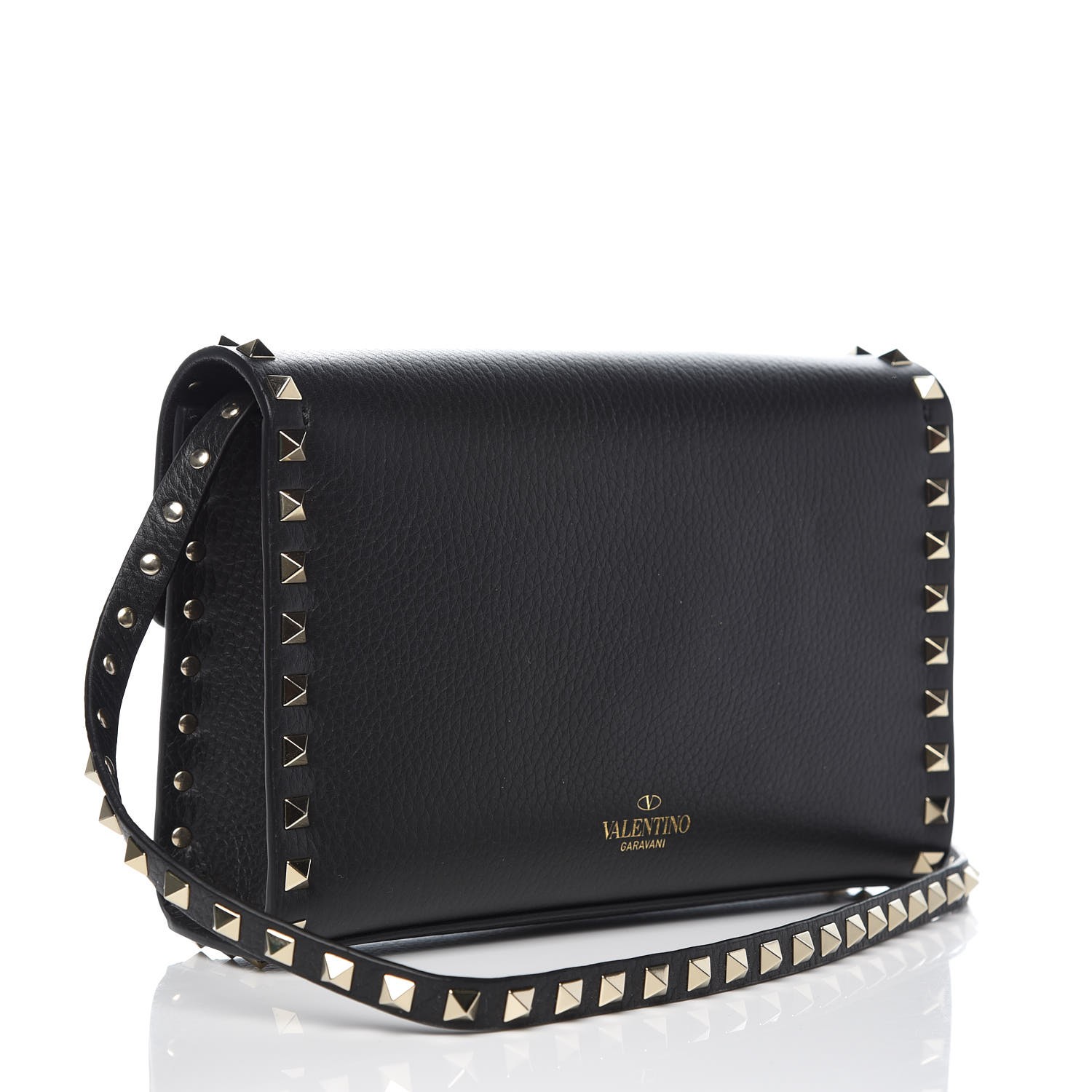 VALENTINO Pebbled Calfskin Medium Rockstud Flip Lock Crossbody Bag ...