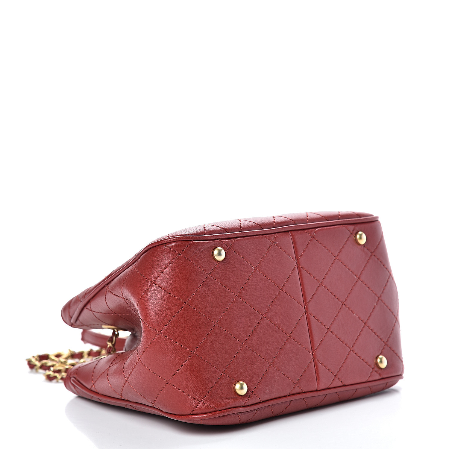 CHANEL Calfskin Stitched Small Egyptian Amulet Drawstring Bag Red ...