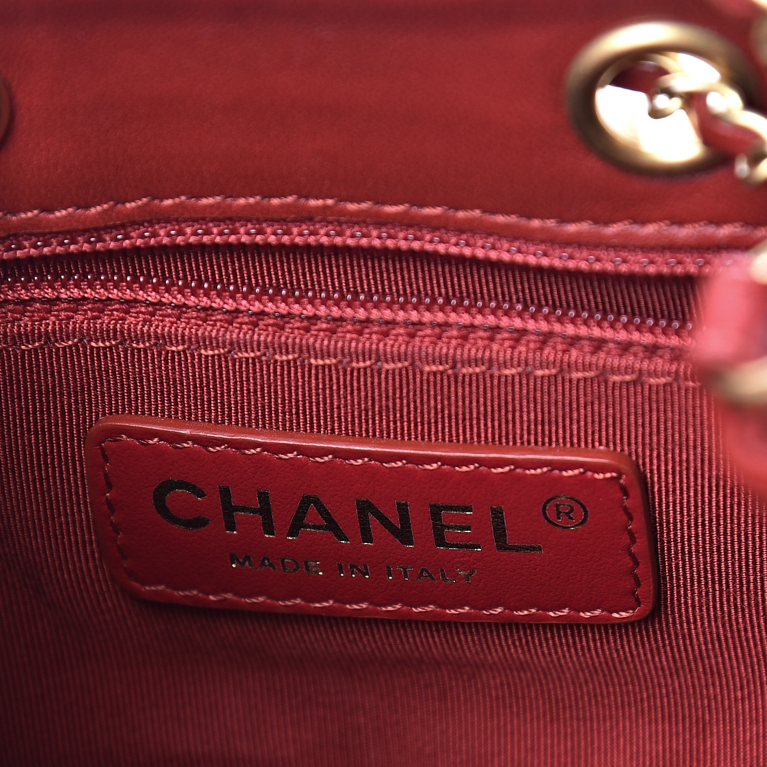 CHANEL Calfskin Stitched Small Egyptian Amulet Drawstring Bag Red ...