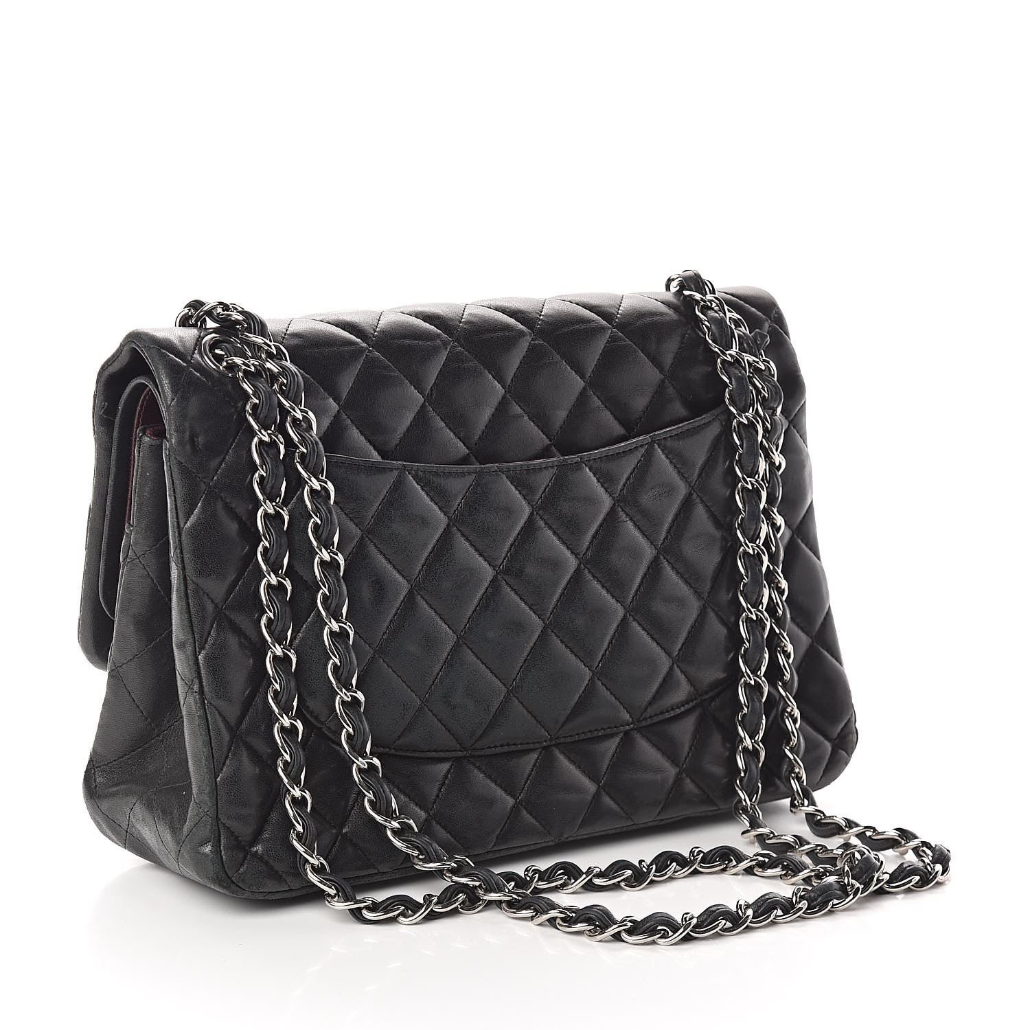 CHANEL Lambskin Quilted Jumbo Double Flap Black 531918